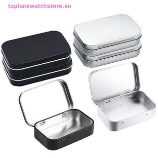 Toplanswatchstore Kim Loại Hình Chữ Nhật Trống Mini Thiếc Mạ Đẩy Kẹo Đựng Thuốc Bản Lề Sắp Xếp Bảo Quản VN