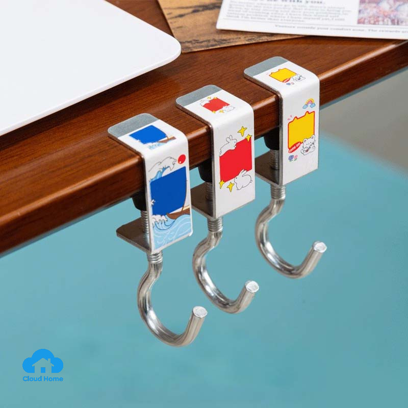🌤️COD🌤️Móc treo balo, túi xách bằng chất liệu kim loại cứng cáp, móc treo đồ cạnh bàn có thể xoay điều chỉnh