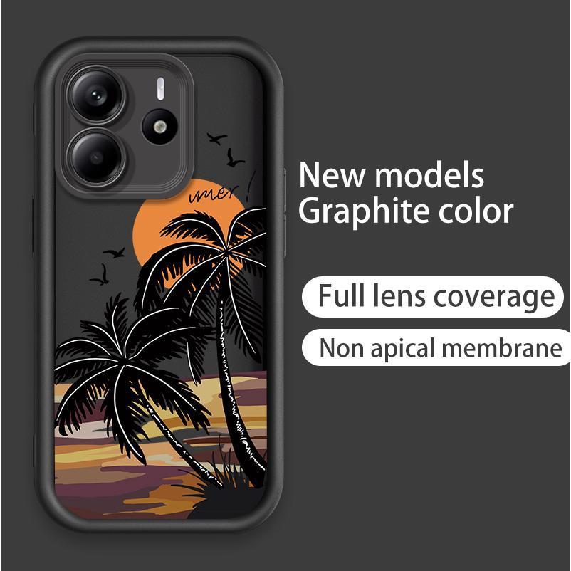 Ốp Lưng Cho Redmi Note 14 4G 5G Hoạt Hình Silicon Mềm TPU Cây Dừa Thẩm Mỹ Mắt Thiên Thần Vỏ Điện Thoại Chống Sốc