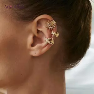AqToCna 3 Chiếc Bông Tai Vòng Đeo Tai Không Xước Sao Biển Mặt Trời Vòng Đeo Tai Kẹp Bông Tai Cho Nữ Sụn Giả Đơn Giản Y2K Trang Sức AqToCna