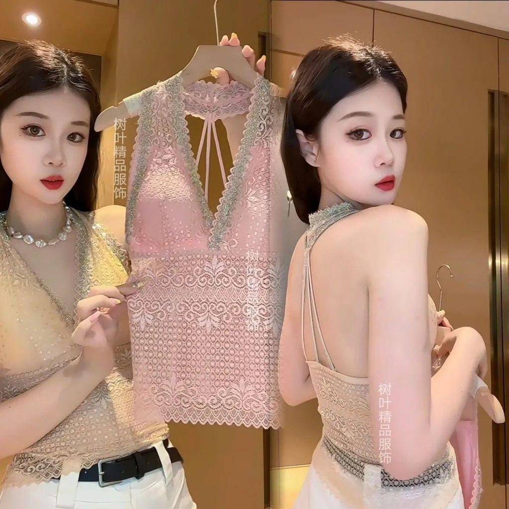 [Seckill có hạn trong thời gian] Áo yếm nữ phong cách mới Đáy kim cương nóng gợi cảm Slim-fit Sang trọng mặc bên ngoài có miếng lót ngực ren thời trang