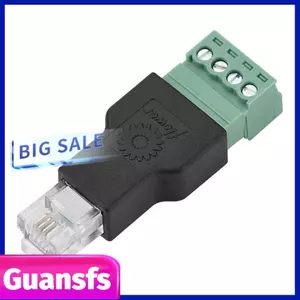 guansfs FOSA Ethernet RJ11 6P4C sang đầu vít 4 chân Bộ chia phích cắm Đầu nối bộ chuyển đổi camera quan sát