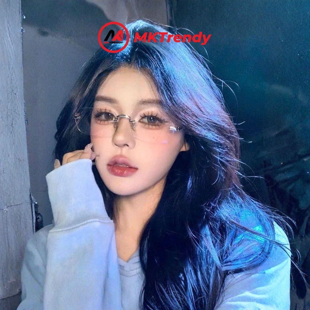 Kính không viền đổi màu MKTRENDY gọng kim loại chống ánh sáng xanh chống tia UV thời trang tổng tài X13