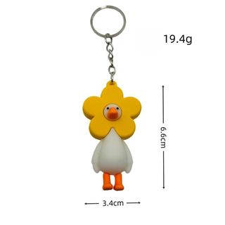 Móc khóa động vật HIGHVIEWLS, Vòng chìa khóa hoạt hình hợp kim PVC, Móc khóa vịt cá nhân dễ thương Trang trí chìa khóa xe hơi