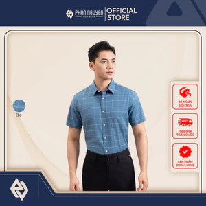 Áo sơ mi ngắn tay họa tiết nam Phan Nguyễn, chất liệu cao cấp mềm mại, thoáng mát, co giãn đàn hồi tốt SMC.422