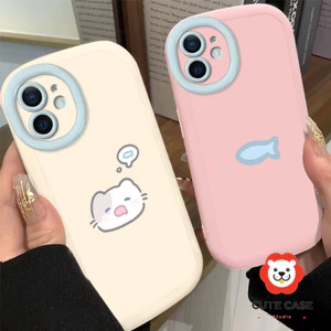Thú vị cá mèo trường hợp iPhone 16 ProMax 11 12 13 14 Plus 15Pro 16 XR XS Max 7 8Plus Silicone Cartoon