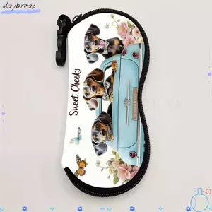 Kính mắt in hình chó DAYBREAK, Túi đựng kính râm chống nước treo, Di động mềm mại có móc da đọc sách Túi đựng kính dành cho nữ