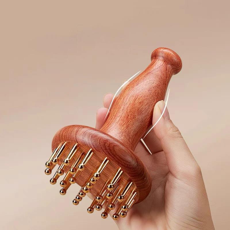 Newsmallbrains Di Động Đồng Thau Bằng Gỗ Dụng Cụ Massage Đầu Ne Chân Cơ Thể Kinh Tuyến Massage Lymphatic Giảm Đau Mô Sâu Massage NSB