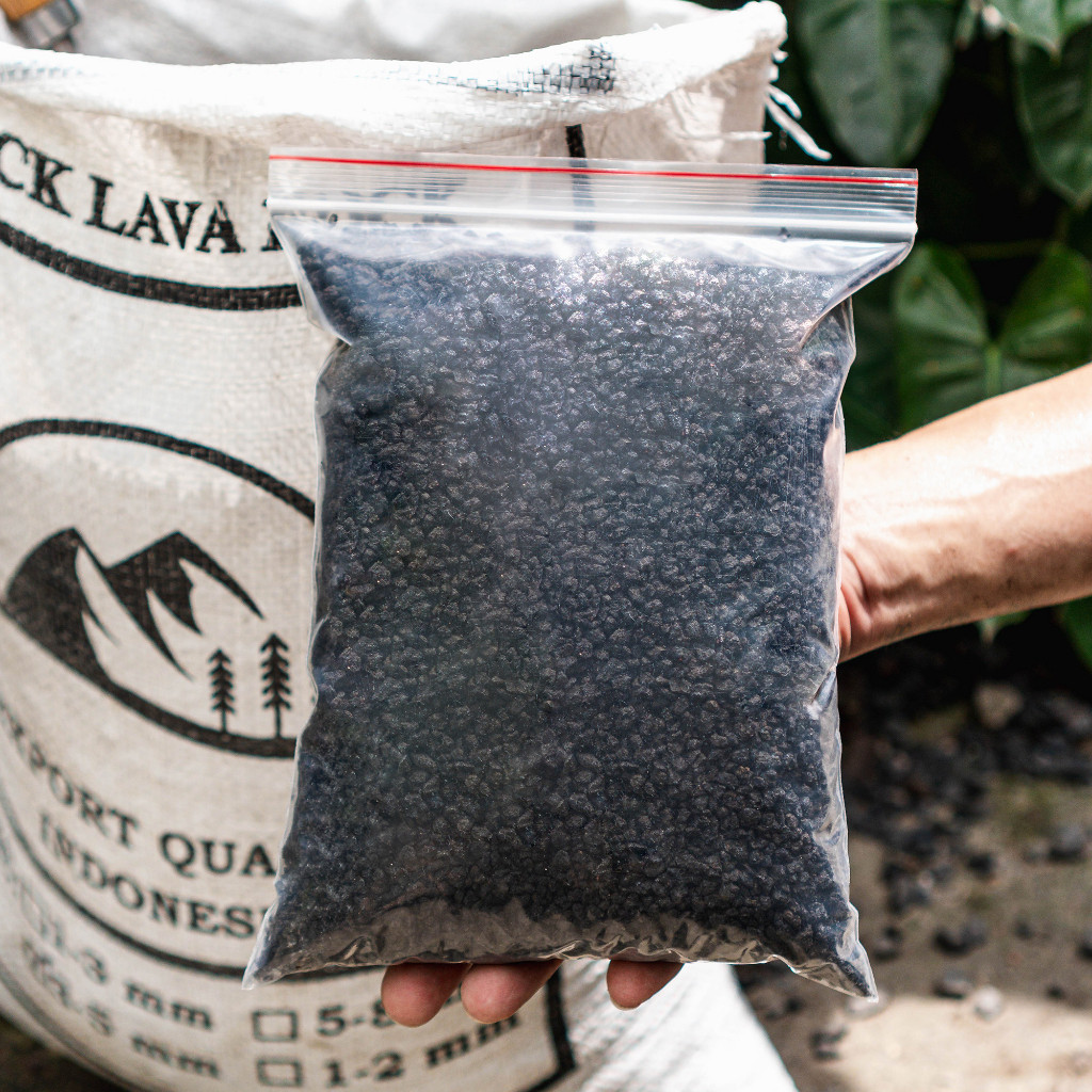1kg Đá nham thạch đen Lava 3-5mm Giữ Dinh Dưỡng Thoát Nước Tốt - Dùng Trồng Sen Đá, Bonsai, Lọc Hồ Cá