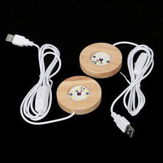 1 / 4 Gỗ Đế Đèn USB Cắm 6cm Đèn Ngủ LED Đầy Màu Sắc Nghệ Thuật Trang Trí Pha Lê Thủy Tinh Đèn LED Cho Đế Nhựa Dính