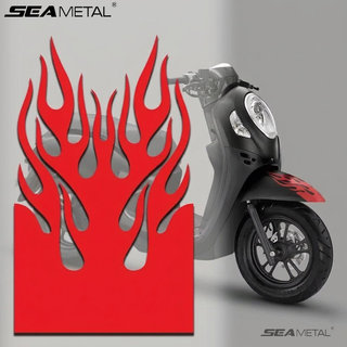 SEAMETAL Xe Máy Phía Trước Fender Ngọn Lửa Miếng Dán Chống Thấm Nước Chống Mài Mòn Decal Xe Máy Sửa Đổi Phụ Kiện