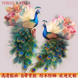 Một Cặp Con Công Dán Cửa Sổ Đề Can Hoa Văn Kính Tủ Lạnh Đầu Giường Phòng Tắm Dán Nội Thất Dán Tường Trang Trí Tranh