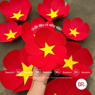 [HỎA TỐC HCM] [Tặng Keo Dán] Set trang trí 30/4 Rạng rỡ Việt Nam hoa nỉ sao vàng, decor quán cà phê, lớp học dịp lễ 2/9