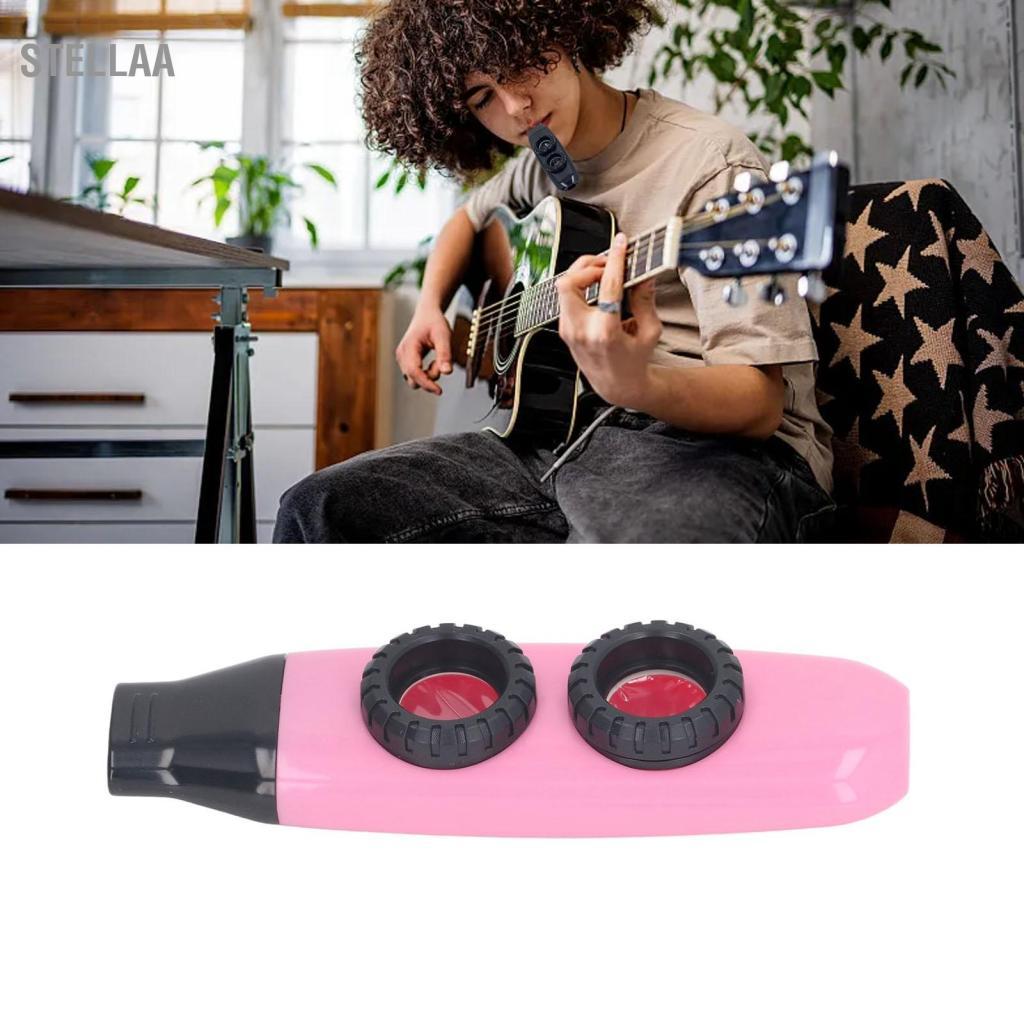 Stellaa Sáo Kèn Kèn Kazoo Dụng cụ gió ABS có thể điều chỉnh Màng ngăn tròn hai lỗ để cắm trại đi bộ đường dài (Sọc)