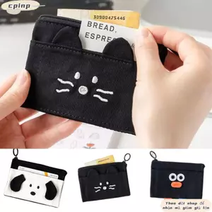 Ví gấp hoạt hình CPINCP, Ví đựng tiền xu họa tiết mèo bằng vải Polyester đa chức năng, Ví đựng tiền xu ngắn đơn giản di động thời trang