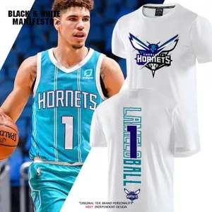 Áo Thun Bóng Rổ Charlotte Hornets Số 1 Cotton, Tay Ngắn, Có Thể Tùy Chỉnh