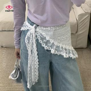 HWETR Hàn Quốc Ren Tam Giác Khăn Trùm Đầu Phong Cách Phương Tây Hỗn Hợp Chồng Lên Tam Giác Khăn Nửa Thân Váy Mông Rèm Nữ