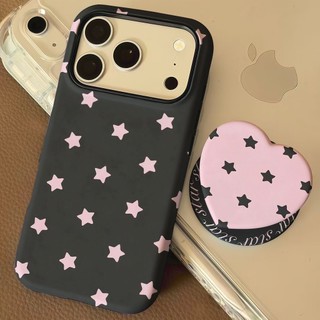 Ốp bảo vệ chân đế hình trái tim họa tiết ngôi sao đen cho iPhone 11 12promax 13pro15pro 15promax 14 14promax 14pro 16 pro max 16 plus 17 17promax ốp lưng hai trong một