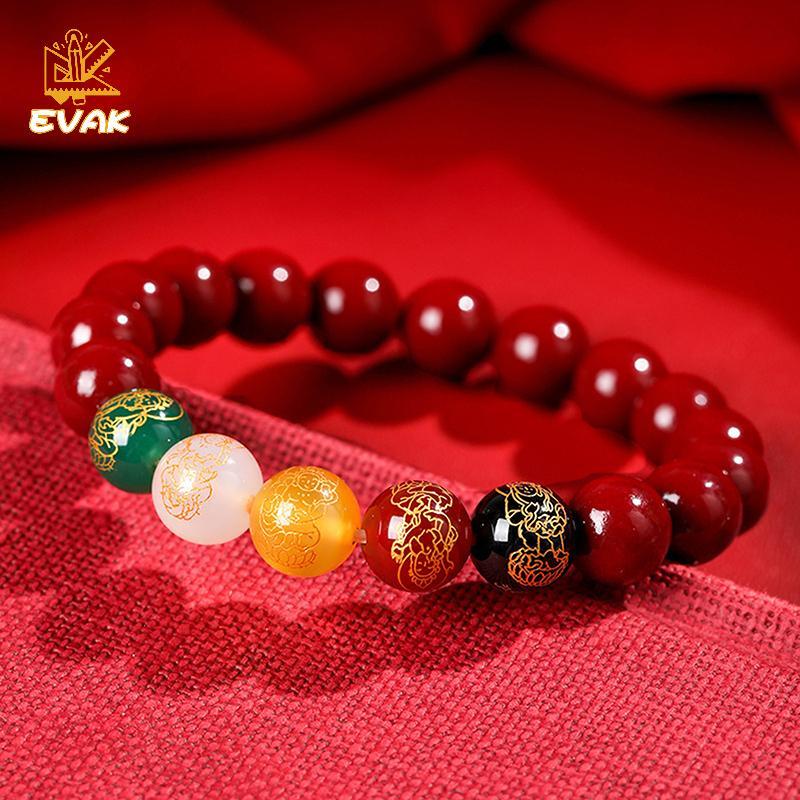 Vòng tay vintage cinnabar pixiu chạm khắc hạt bùa - Trang sức đẹp dành cho nữ