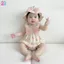 Body chip hai dây kèm mũ cho bé gái Bodysuit cho bé gái Áo liền quần trẻ sơ sinh SLH268