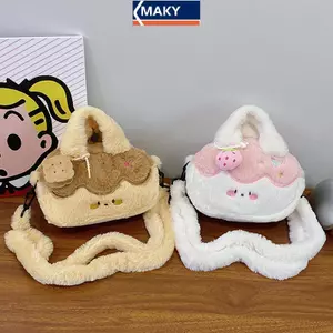 MAKY Sa Mạc Ngọt Ngào Pudding Túi Đeo Ngang Búp Bê Sang Trọng Trẻ Em Bapa Dung Tích Lớn Với Mặt Dây Chuyền Sang Trọng Hoạt Hình Túi Đeo Vai Bé Gái VN