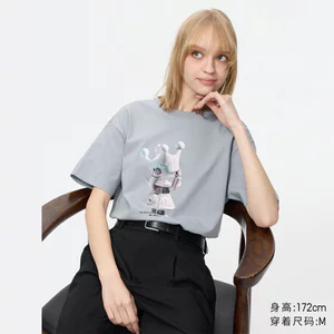 Áo thun cổ tròn tay ngắn phong cách thoải mái, họa tiết in, 100% cotton, phù hợp unisex nam nữ