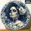 CIFbuy Skull Xanh Trắng Sứ Tín Hiệu Treo Tường Nghệ Thuật Trang Trí 8x8 Inch