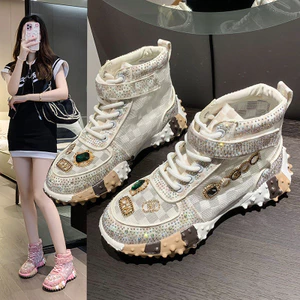 Đầu Xuân Phong Cách Mới Bán Chạy Đá Durian Với Kim Cương Bố Giày Nữ ins Hợp Thời Trang Kim Cương Đế Dày 3ZSW