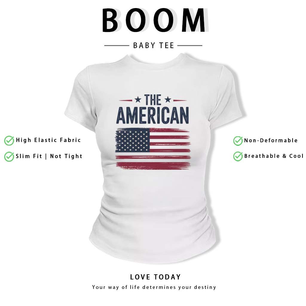 BOOM Áo Baby Tee Nữ Cotton Ôm Body-Áo Thun Ngắn Tay Y2K In Hình PhongCách Mùa Hè, Cổ Tròn Hàng Đầucách hàn quốc phongR09