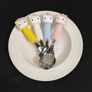 Hello kitty Muỗng Inox 304 Bộ Đồ Ăn Trẻ Em Hộ Gia Đình Học Sinh Thìa Thìa 26.4.24