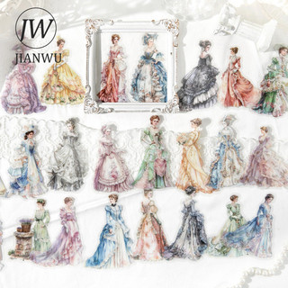 JIANWU Mùa Xuân Mảnh Váy Series Nhân Vật Vintage Phong Cảnh Chất Liệu Cắt Dán PET Nhãn Dán Sáng Tạo DIY Tạp Chí Văn Phòng Phẩm