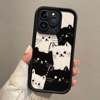 Dành Cho IPhone17 16 15 14 13 12 11ProMax X XR XSMax 7Plus Dễ thương mèo đen trắng kim cương trường hợp điện thoại