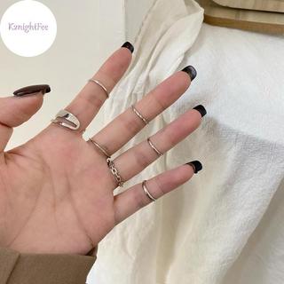 Bộ 7 Nhẫn Thời Trang Kim Loại Rỗng Tròn Mở, Phù Hợp Làm Quà Tặng Tiệc Cưới cho Bé gái và Người Lớn