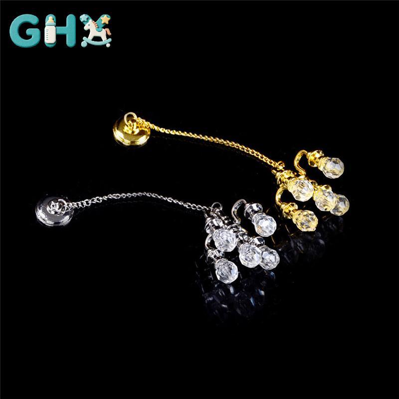 GHX Đèn chùm thu nhỏ Mô hình chiếu sáng Trang trí nội thất 1: 12 Nhà búp bê Nội thất Mini VN
