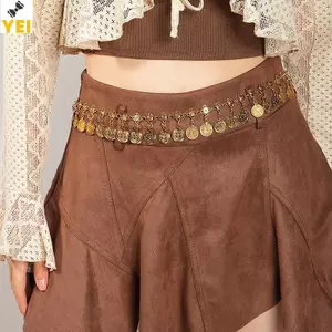 Dây lưng phong cách boho retro với đồng xu sáng tạo - phù hợp cho đầm và áo sơ mi