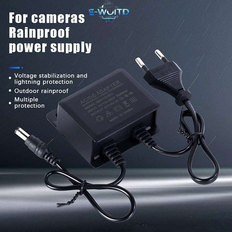 E-WOITD 1 Cái Chống Nước EU / US Cắm Bộ Chuyển Đổi Nguồn DC12V 2A Cho Giám Sát An Ninh Quan Sát Camera AHD Sạc NVR Đầu Vào DVR AC100V-240V E-WOITD