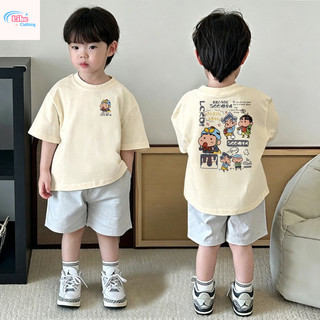 (Từ 1-12 tuổi) Áo sơ mi ngắn tay trẻ em, Áo thun in hình hoạt hình Crayon Shin Chan cổ tròn cho bé trai