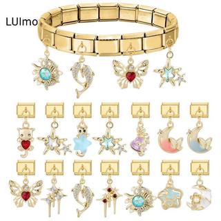 Mặt dây chuyền hạt vòng tay vintage màu vàng, thép không gỉ, thời trang cho bé gái và thanh thiếu niên