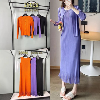 Miyake Viền Đầm Cao Cấp Tính Khí Rời Ôm Hơn Nhìn Cổ Tròn Không Tay Áo Vest Đầm Thường Ngày Phù Hợp Với
