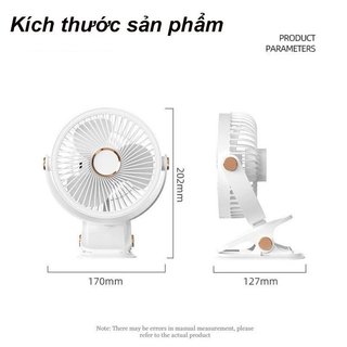 Quạt kẹp di động Quạt để bàn 10000mAh Sạc Type C 5 tốc độ 720 độ Đèn LED xoay