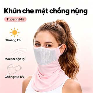 Khăn Che Mặt Chống Nắng Móc Tai Thoáng Khí UPF50+ Chống Tia UV Co Giãn Mềm Mại Đi Xe Máy Ngoài Trời