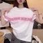 In chữ nhuộm cà vạt mùa hè mới cotton tay ngắn vai trước giảm béo Áo thun cổ tròn thông thường dành cho nữ
