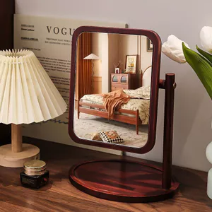 Gương trang điểm để bàn, Gỗ nguyên khối có thể xoay được Sử dụng tại nhà B & B Hotel Vintage Square Round Vanity Mirror