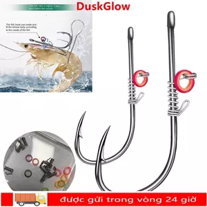 DUSKGLOW 10 Chiếc Móc Cá Thép carbon Cao, Dụng Cụ Chọn Giun Mềm Mồi Tôm Sống Móc Lò Xo, Khoảng Cách Rộng Wacky Giun Không Cần Cỏ Tôm Móc Phụ Kiện Câu Cá Biển