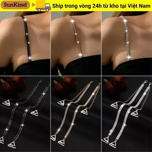 SUNKISSD Dây đeo áo ngực đính đá, Dây đeo vai đồ lót vai gợi cảm có thể tháo rời, Dây đeo áo ngực chống trượt có thể điều chỉnh trang trí thanh lịch Áo ngực thay thế
