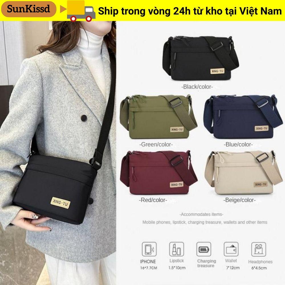 Túi Đeo Vai SUNKISSD, Túi Đeo Ngang Vải Mềm, Thời Trang Màu Trơn Dung Tích Lớn Thiết Kế Đa Năng Túi Messenger Nam Nữ