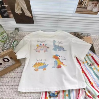 Mùa Hè Bé Trai Hoạt Hình Khủng Long Tay Ngắn Trẻ Em Dễ Thương In Hình Nửa Tay Top