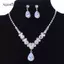 AqToCna Sang Trọng Giọt Nước Zircon Mặt Dây Chuyền Nelace Bông Tai Bộ Thanh Lịch Tinh Tế Pha Lê Nelace Nữ Cô Dâu Phù Dâu Trang Sức Cưới AqToCna