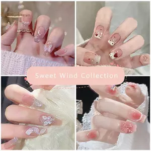 TRTR 24 Cái / bộ Trẻ Em Vui Vẻ Dễ Thương Đeo Móng Tay Giả Tươi Sáng Có Thể Tháo Rời Bấm Vào Đầu Móng Tay Full Cover Pháp Acrylic Móng Tay Giả VN