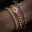 E-WOITD 3 CÁI Thổ Nhĩ Kỳ Luy Evil Blue Eye Bracelet Set Kim loại Staable Dây đeo cổ tay Charm Chain dành cho nữ Trang sức Quà tặng Vòng đeo tay mắt ác E-WOITD